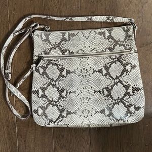 Margot New York Leather Snakeskin Print Purse